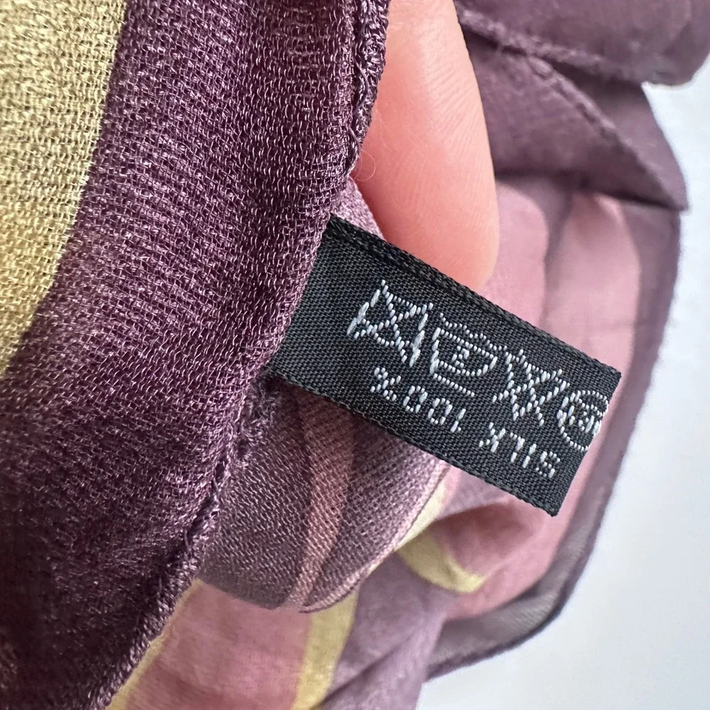 BYTU Milano Silk Scarf Geometric Floral Purple‎ Pink Whimsigoth Fairygrunge